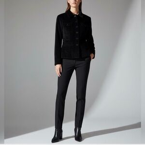 Women’s Classic Stretch Velvet Jacket, Black, Button-closure, Size 8